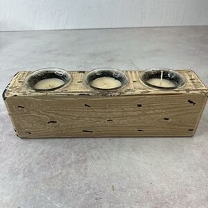 Primitive Authentic‎ Sugar Molds Rustic Farmhouse - 3 Hole Wooden Candle Holder